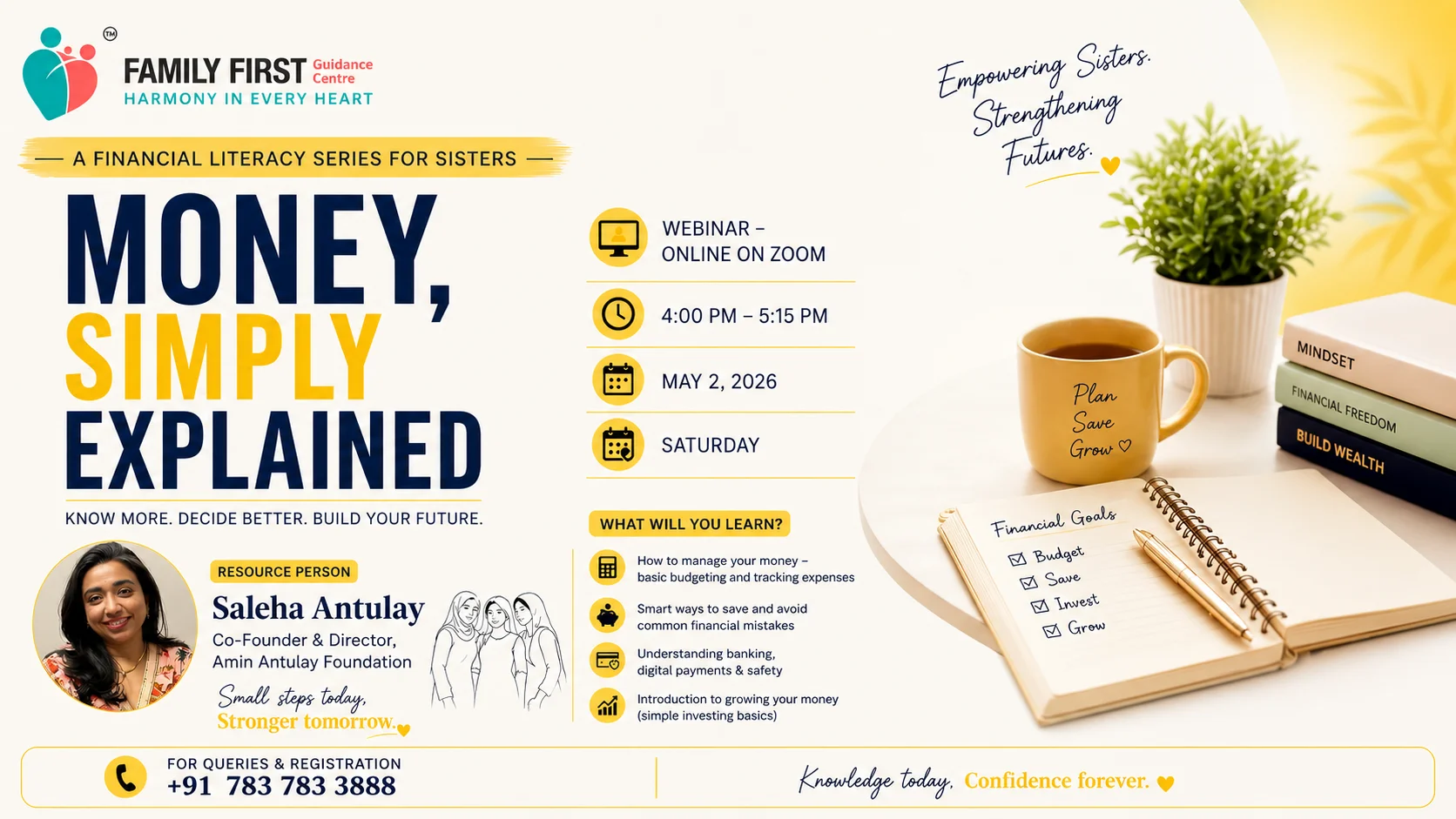 ‘Money, Simply Explained’ Webinar in Partnership with Family First Guidance Centre